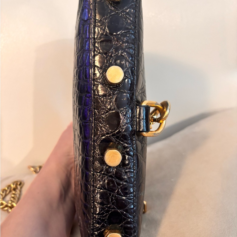 Rebecca Minkoff Black Croc Embossed Leather Crossbody Bag - Picture 9 of 12
